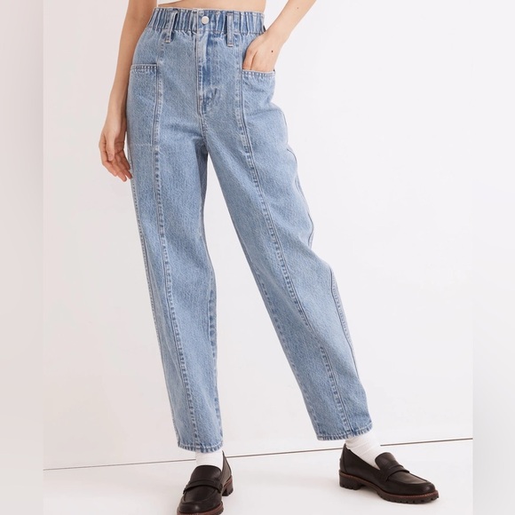 Madewell Pull-On Balloon Jeans in Closson Wash: Paperbag Edition size M - Picture 1 of 9